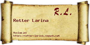Retter Larina névjegykártya
